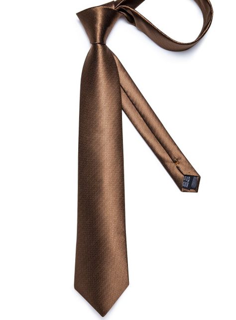 Corbata Hombre Seda + Paño + Colleras formal. Modelo Bronce Migung-4