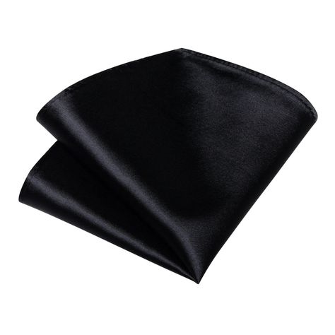Corbata Negra Hombre Seda + Paño + Colleras. Modelo Negro Italiano-3