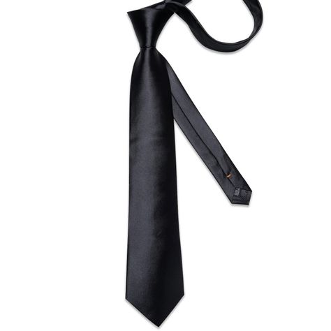 Corbata Negra Hombre Seda + Paño + Colleras. Modelo Negro Italiano-4