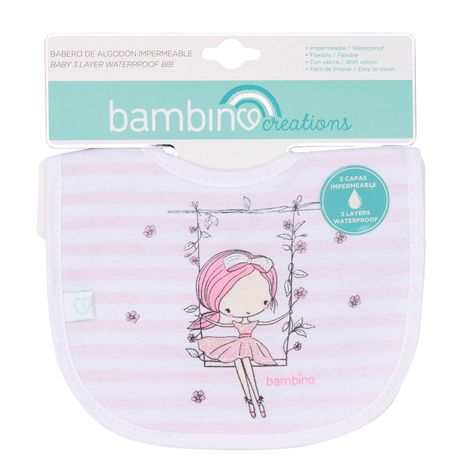 Babero De Algodón Impermeable Blanco Niña Rayas Niña-0