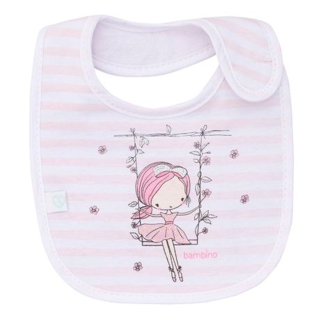 Babero De Algodón Impermeable Blanco Niña Rayas Niña-1