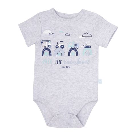 Set 2 Bodys Manga Corta Gris Transportes Niño 3-6 Meses-2