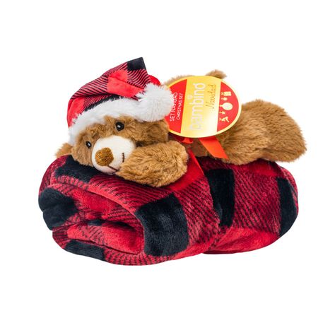 Frazada Y Peluche Set 2 Piezas Bambino Navidad Oso Café-1