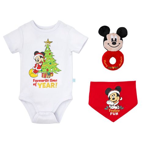 Set 3 Piezas Navidad Disney Rojo Niño Mickey 6-9 Meses-1