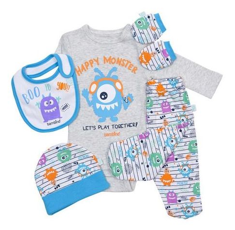Set 5 Piezas Baby Gift Bambino Creations Monstruos Blanco-3