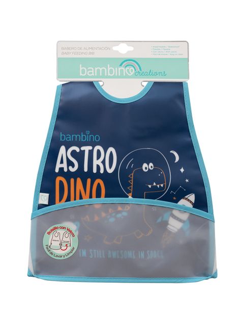 Babero De Alimentacion Bambino  Dinosaurio Azul-1