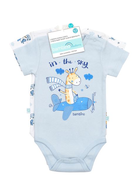 Set 2 Body Manga Corta Celeste Jirafa Niño 12-18M-0