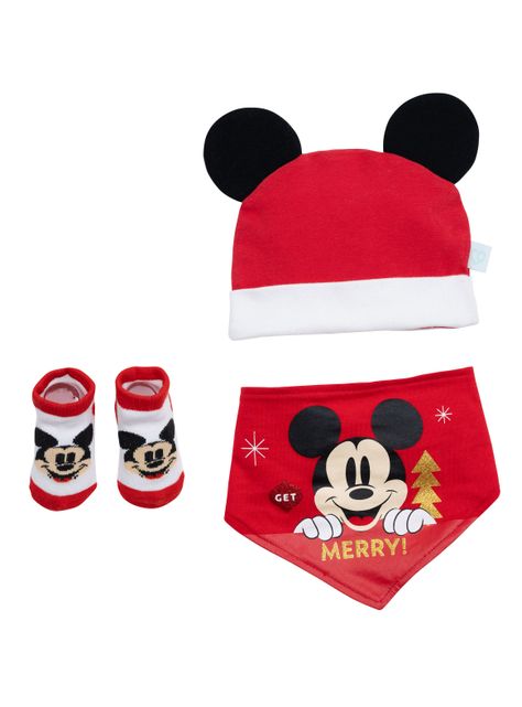 Set 3 Piezas NAVIDAD Rojo Mickey Niño-0