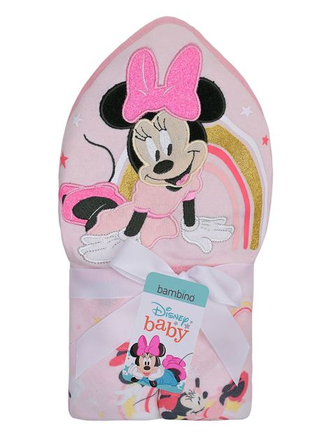 Toalla Capucha Bambino  Minnie Arcoiris Rosado-1
