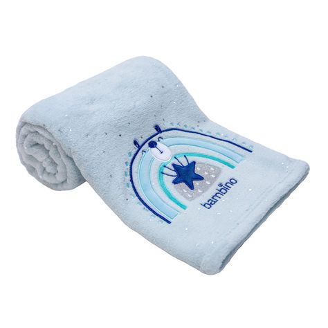 Frazada De Coral Plush Celeste Arcoiris Niño-1