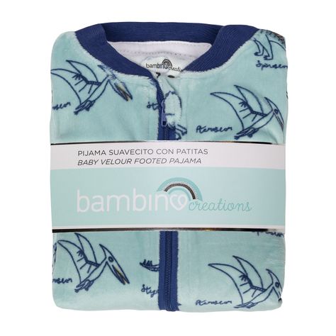Piezas Pijama Suavecito Bambino Creations Dinosaurios Celeste-0