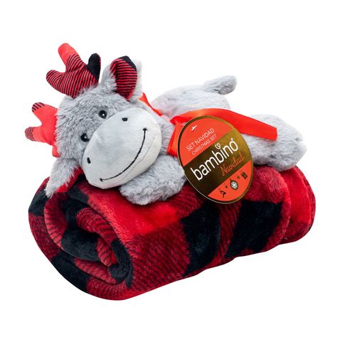 Frazada Y Peluche Set 2 Piezas Bambino Navidad Reno Gris-0