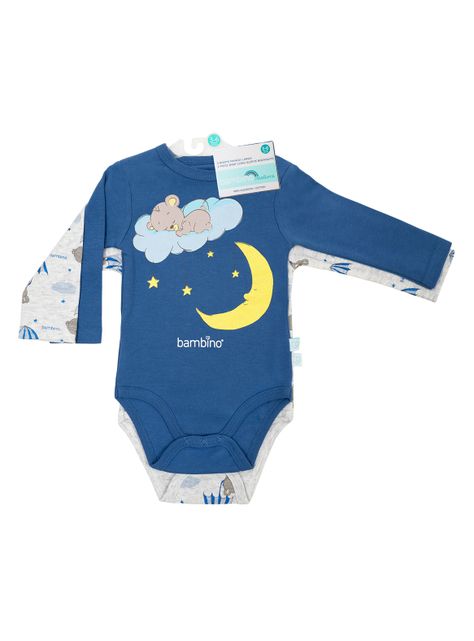 Set 2 Piezas Bodys Manga Larga Bambino  Oso Celeste-1