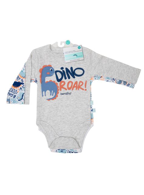 Set 2 Piezas Bodys Manga Larga Bambino  Dinosaurio Azul-1