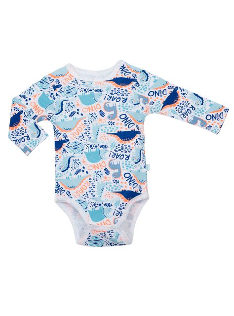 Set 2 Piezas Bodys Manga Larga Bambino  Dinosaurio Azul-3