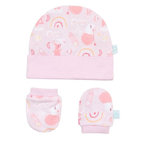 Set 2 Piezas Baby Gift Gorrito Y Mitones Bambino Rosado-0