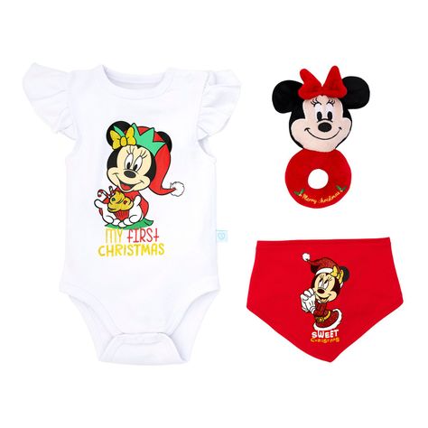 Set 3 Piezas Navidad Disney Rojo Niña Minnie 3 - 6 Meses-1