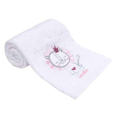 Frazada De Coral Plush Blanco Leona Niña-1