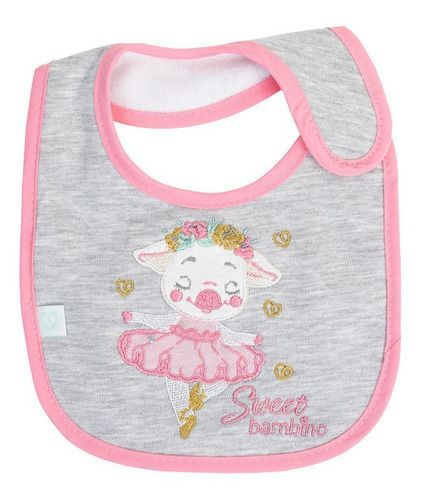 Babero De Algodón Impermeable Bambino  Cerdita Rosado-2