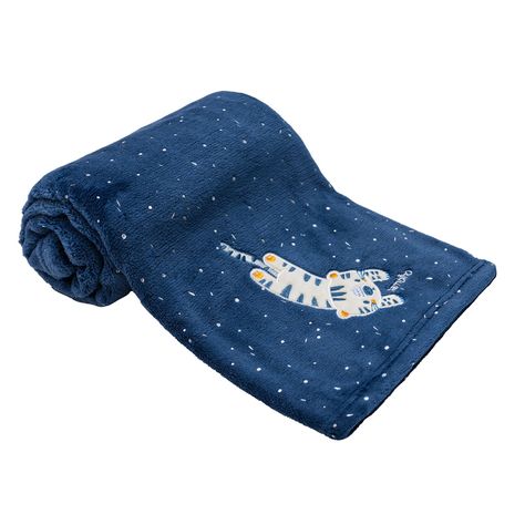 Frazada De Coral Plush Azul Tigre Niño-1