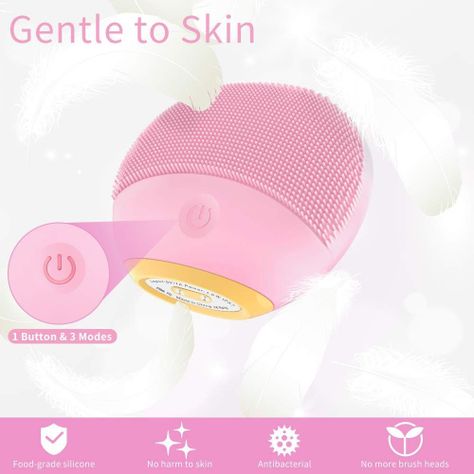 Xpreen - Cepillo de limpieza facial de silicona, limpiador facial y masajeador, color rosa-2