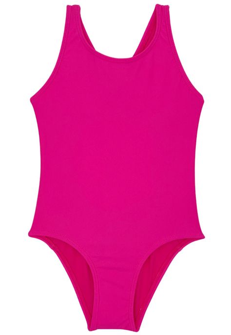Traje de baño básico de niña fucsia-1