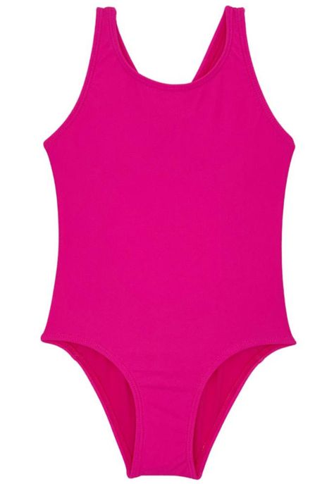 Traje de baño básico de niña fucsia-0