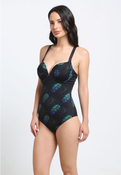 Traje de baño de una pieza estampado negro-3