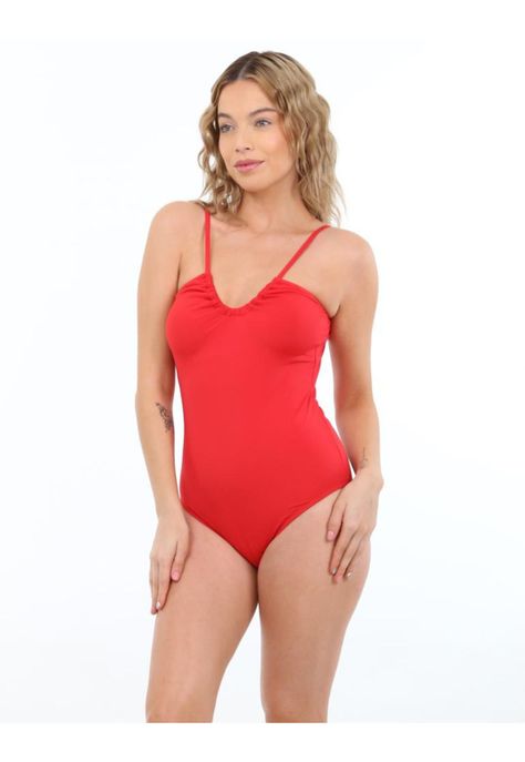 Traje de baño rebajado con amarras rojo-1