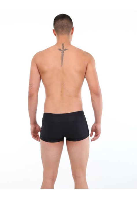 Traje de baño short bóxer para hombres negro-0