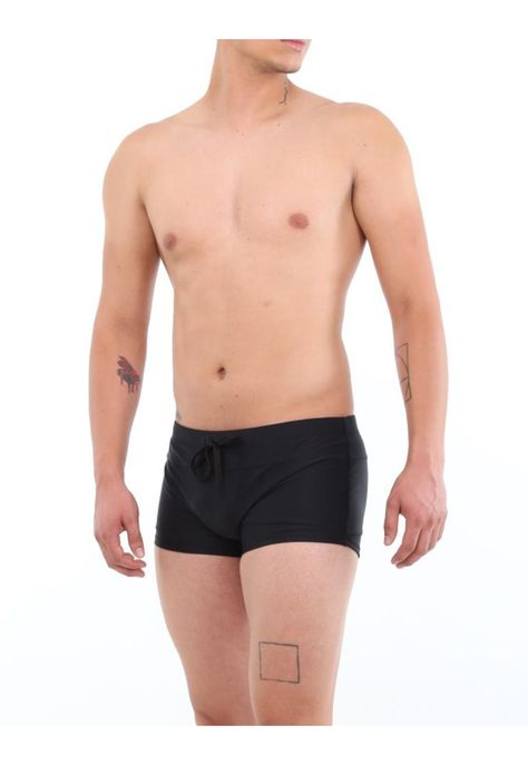 Traje de baño short bóxer para hombres negro-2