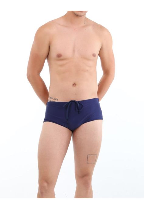 Traje de baño para hombres azul marino-0