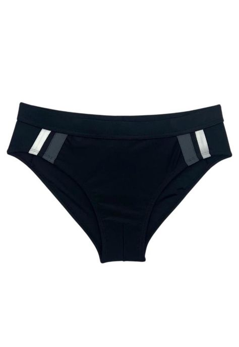 Traje de baño negro detalle gris para hombres-3