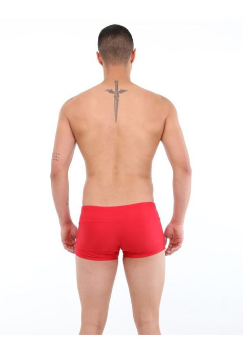 Traje de baño short bóxer para hombres rojo-1