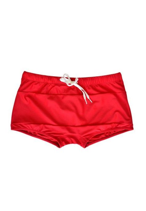 Traje de baño short bóxer para hombres rojo-3