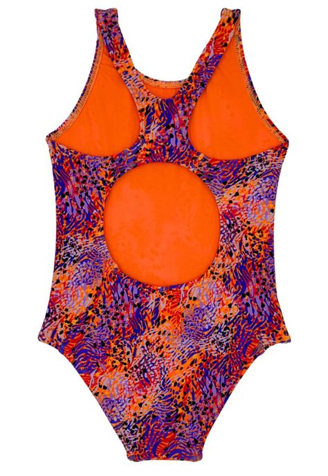 Traje de baño básico de niña estampado naranja-1