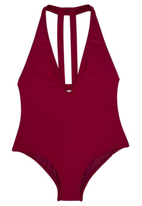 Traje de baño escotado rojo-3