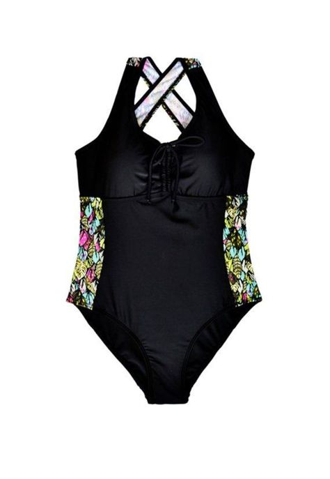 Deportivo para busto grande negro con estampado verde-0