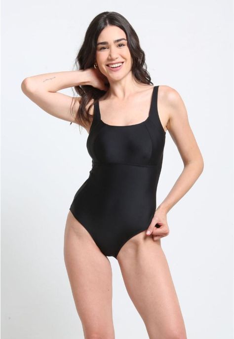Traje De Baño Deportivo Material Resistente Diseño Costado Negro-0
