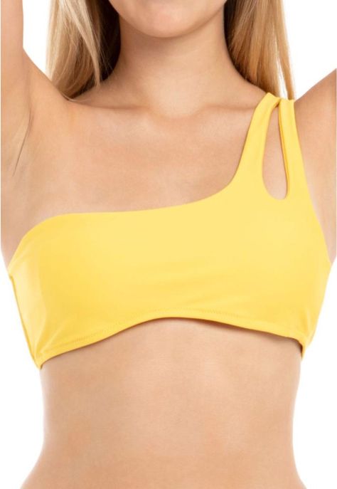 Top de bikini con un hombro amarillo-0