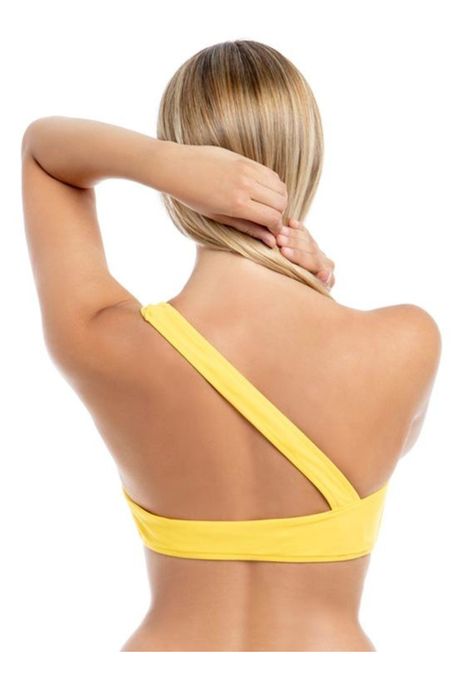 Top de bikini con un hombro amarillo-1