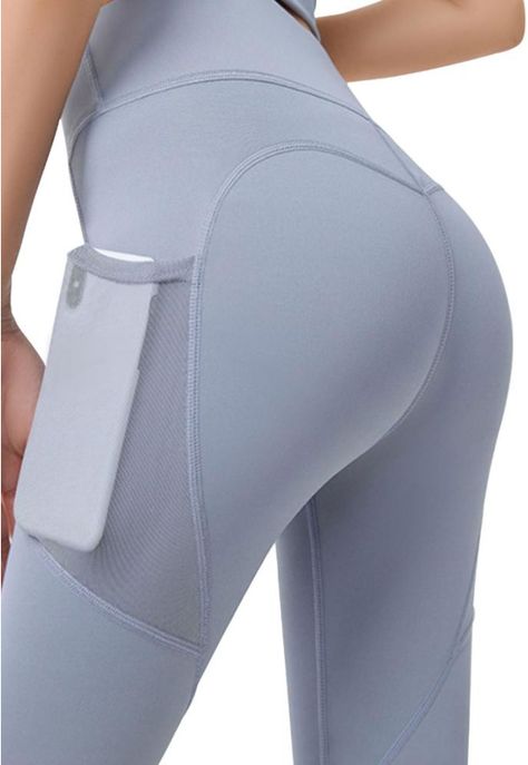 Calza con bolsillo de malla gris claro-1