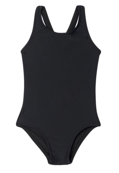 Traje de baño básico de niña negro-0