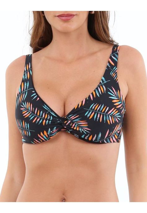 Bikini sostén torcido estampado negro copa C-0