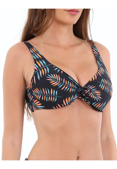 Bikini sostén torcido estampado negro copa C-1