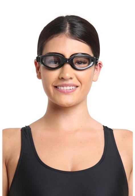 Lente para natación con correa de silicona negro-0