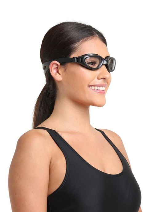 Lente para natación con correa de silicona negro-1