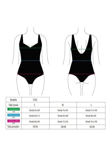 Traje de baño enterito con escote negro-2