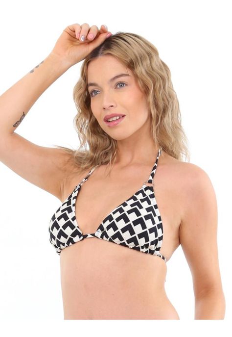 Bikini triangulo argolla estampado negro-1