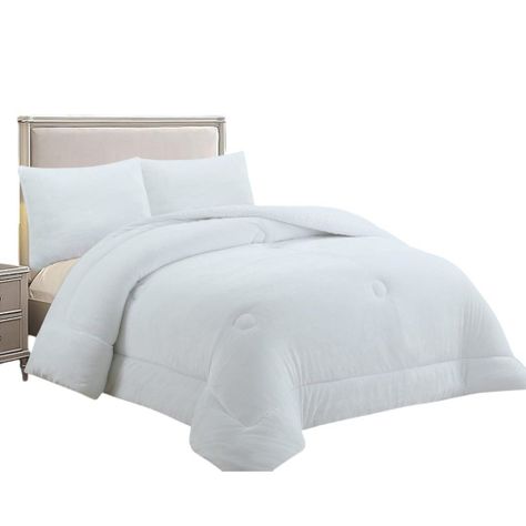 COBERTOR DE INVIERNO PLUSH LISO TAMAÑO KING BLANCO-0